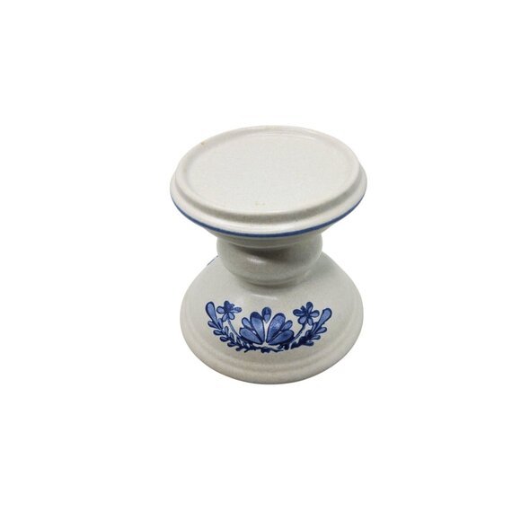 Vintage Platzgraff Yorktowne Stoneware Candle Holder With Blue Floral Design - Picture 2 of 6